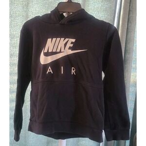 Nike Air Boys Hoodie Med Black Hooded Sweatshirt Fleece Pockets